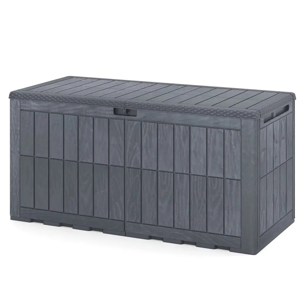 120 Gal Outdoor Deck Box with Lid and Handles for Garden Tools-Grey - Gray - Sheds & Outdoor Storage