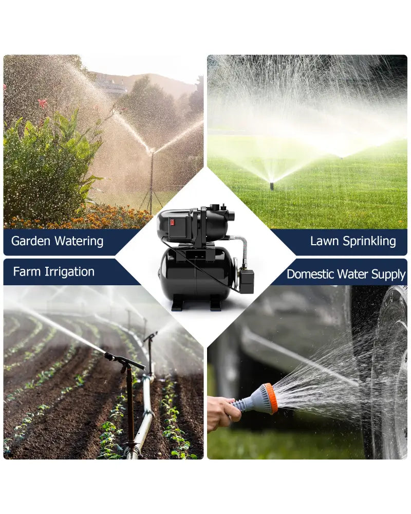 1200 W Garden Water Pump Shallow Well Pressurized Irrigation-Black - Black - Watering & Irrigation