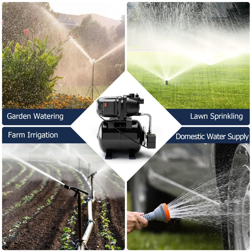 1200 W Garden Water Pump Shallow Well Pressurized Irrigation-Black - Black - Watering & Irrigation