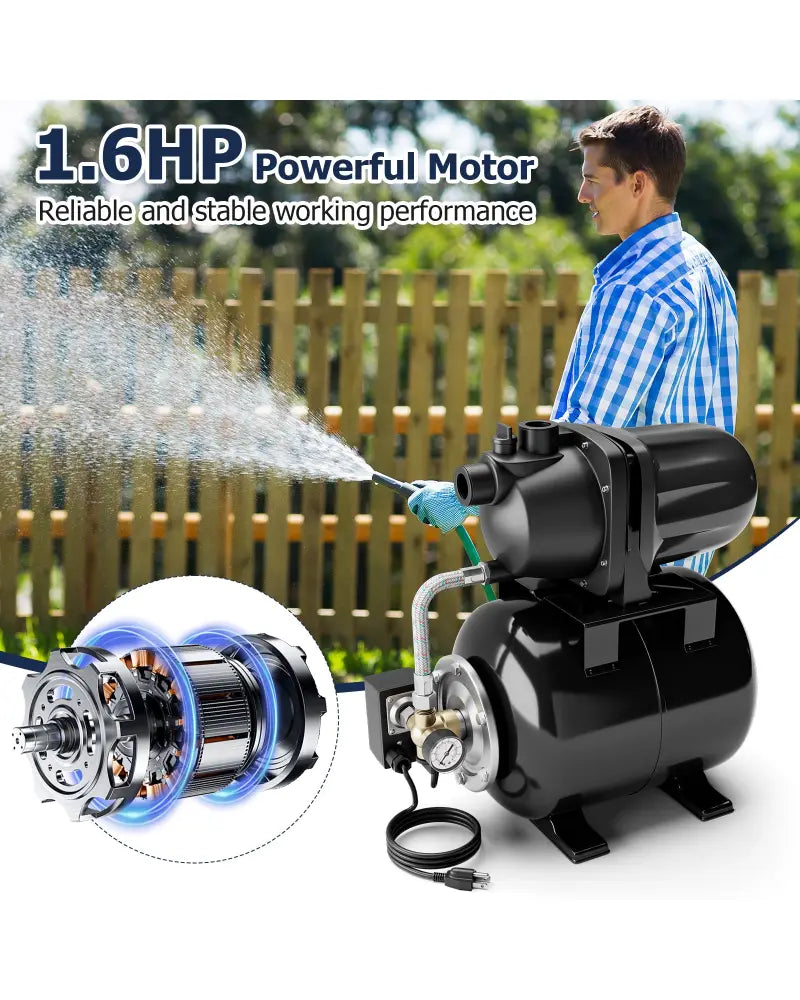 1200 W Garden Water Pump Shallow Well Pressurized Irrigation-Black - Black - Watering & Irrigation
