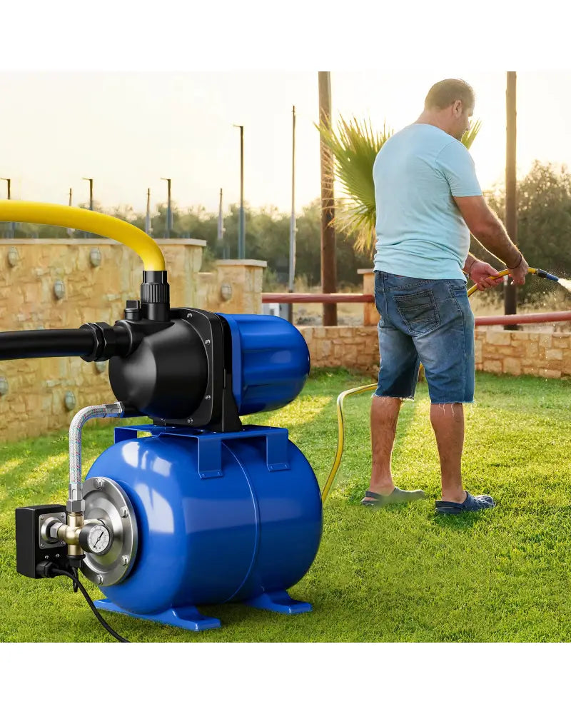 1200 W Garden Water Pump Shallow Well Pressurized Irrigation-Blue - Blue - Watering & Irrigation