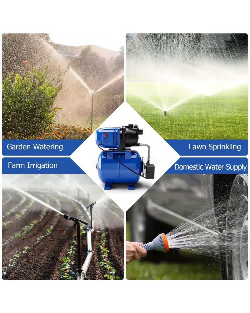 1200 W Garden Water Pump Shallow Well Pressurized Irrigation-Blue - Blue - Watering & Irrigation