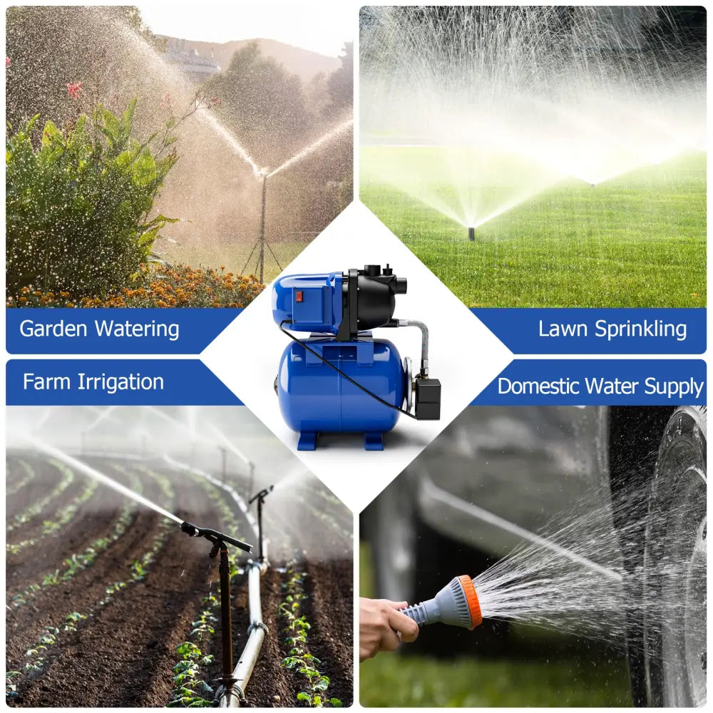 1200 W Garden Water Pump Shallow Well Pressurized Irrigation-Blue - Blue - Watering & Irrigation