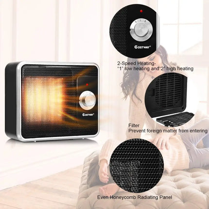 1200 W Portable Electric PTC Personal Desk Heater - Space Heaters