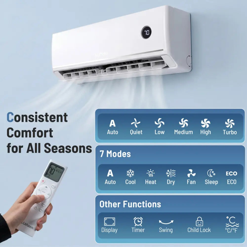 12000 BTU 18.1 SEER2 115V Mini Split Air Conditioner Works with Alexa - White - 12000 BTU Mini Split