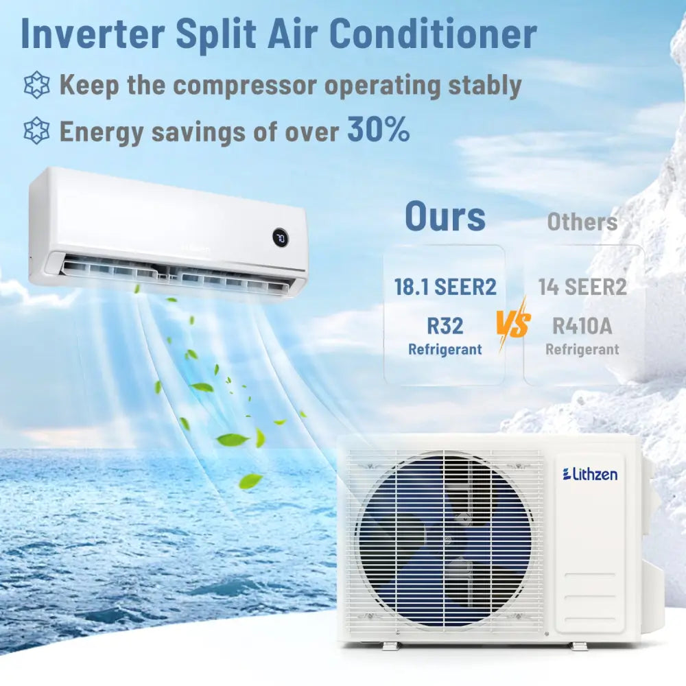 12000 BTU 18.1 SEER2 208/230V Mini Split Air Conditioner Works with Alexa - White - 12000 BTU Mini Split
