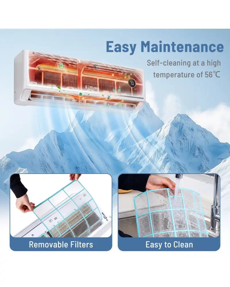 12000 BTU 18.1 SEER2 208/230V Mini Split Air Conditioner Works with Alexa - White - 12000 BTU Mini Split