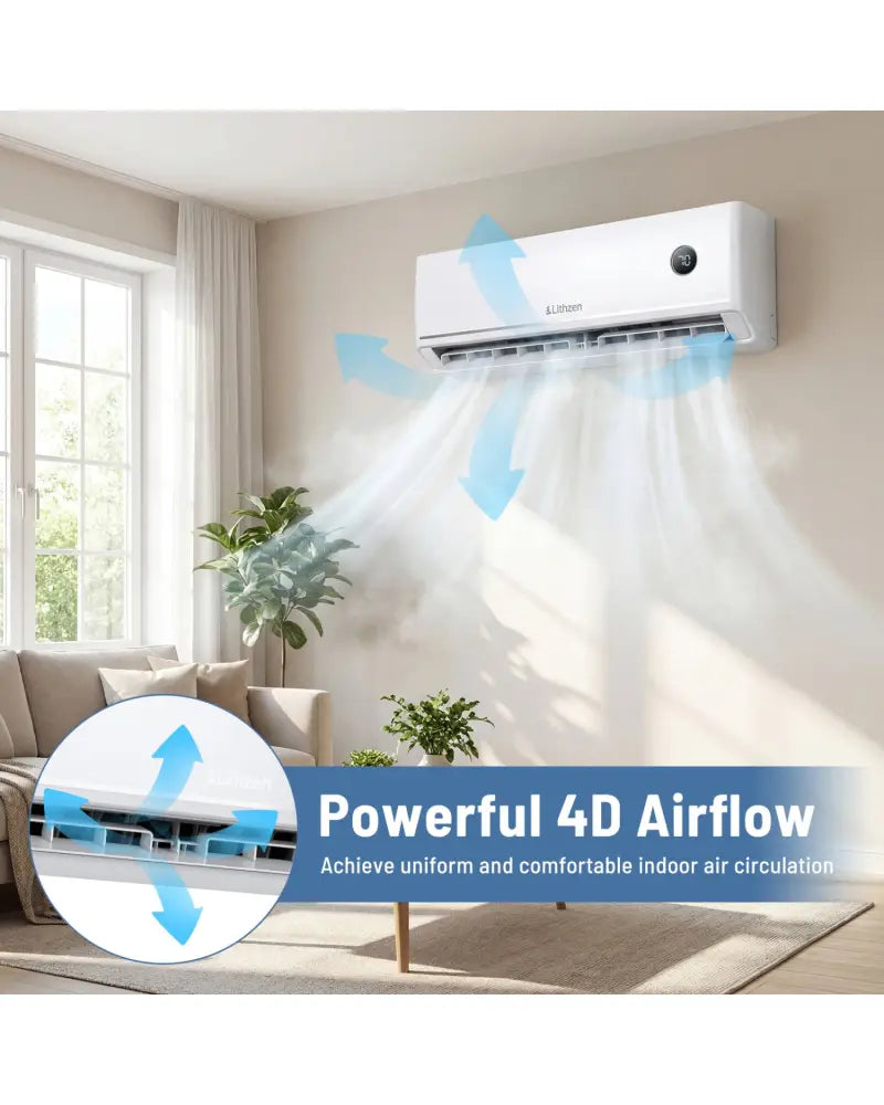 12000 BTU 18.1 SEER2 208/230V Mini Split Air Conditioner Works with Alexa - White - 12000 BTU Mini Split