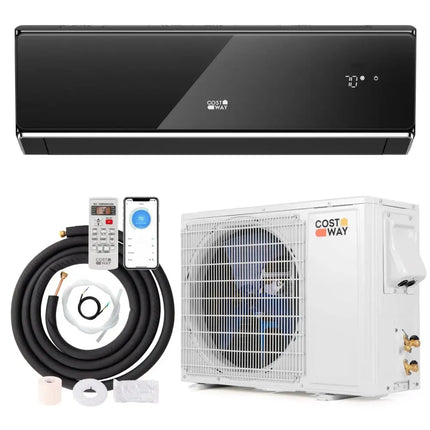 12000 BTU 22 SEER2 208-230V Wifi Enabled Mini Split Air Conditioner and Heater Black Costway