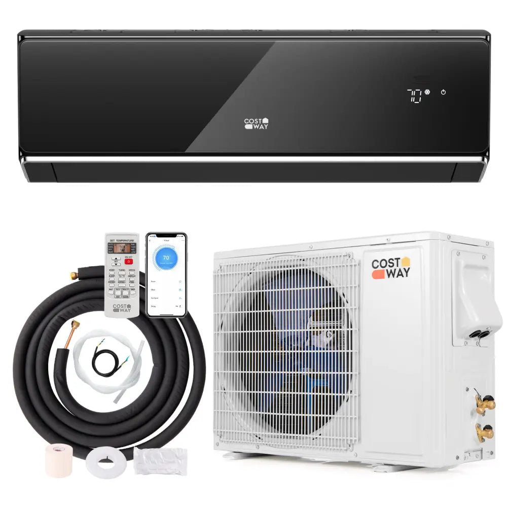 12000 BTU 22 SEER2 208-230V Wifi Enabled Mini Split Air Conditioner and Heater Black - Black - 12000 BTU Mini Split