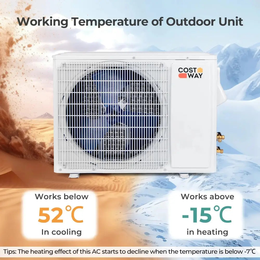 12000 BTU 22 SEER2 208-230V Wifi Enabled Mini Split Air Conditioner and Heater Black Costway