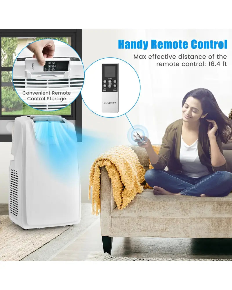 12000 BTU Dual Hose Portable Air Conditioner with Remote Control-White - White - Portable Air Conditioners