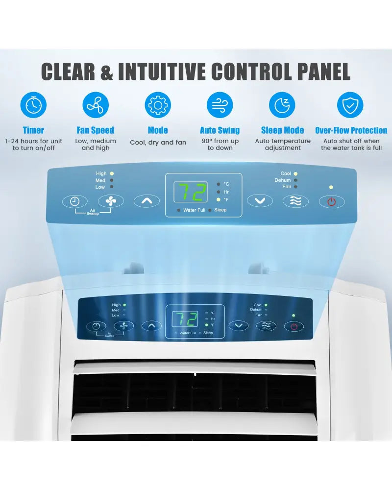 12000 BTU Dual Hose Portable Air Conditioner with Remote Control-White - White - Portable Air Conditioners
