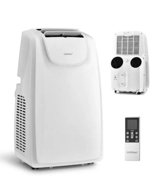 12000 BTU Dual Hose Portable Air Conditioner with Remote Control-White - White - Portable Air Conditioners