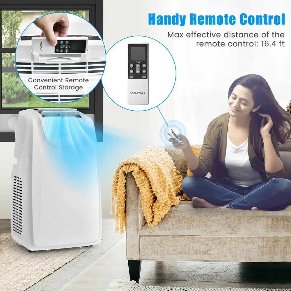 12000 BTU Dual Hose Portable Air Conditioner with Remote Control-White - White - Portable Air Conditioners