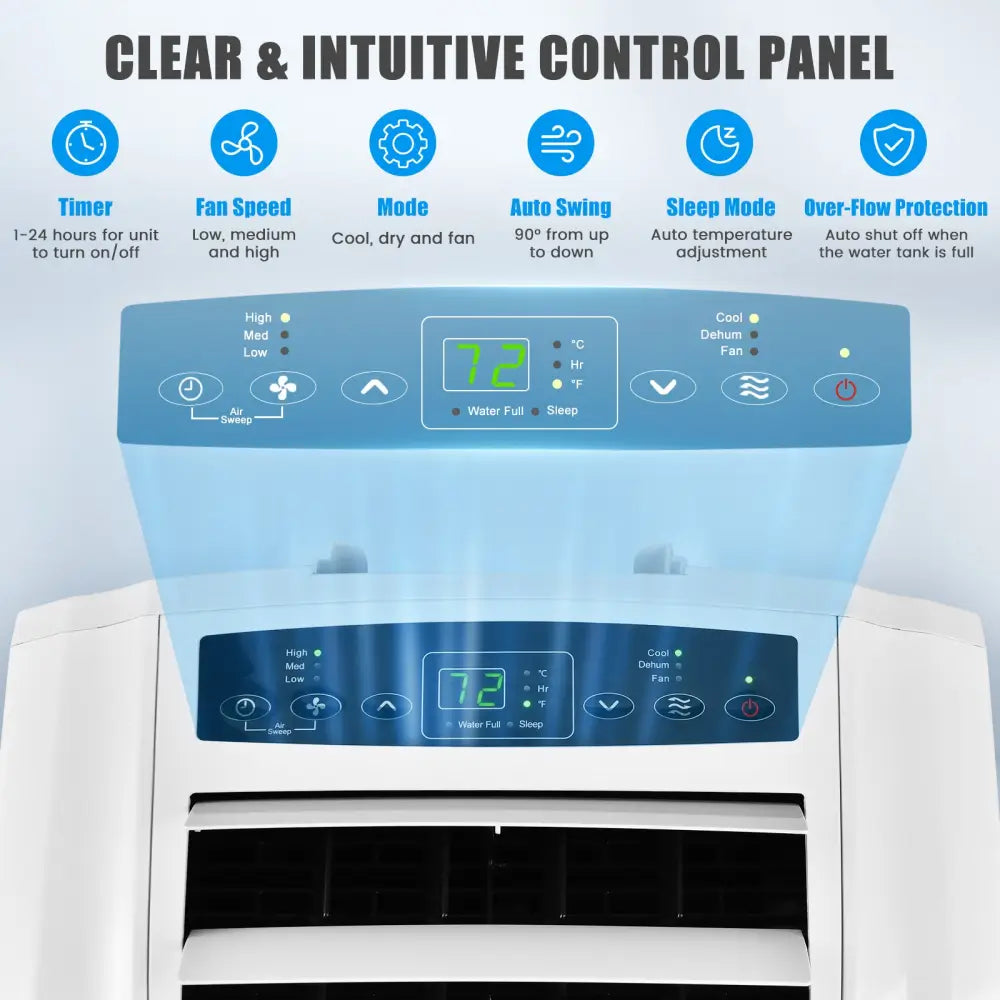 12000 BTU Dual Hose Portable Air Conditioner with Remote Control-White - White - Portable Air Conditioners