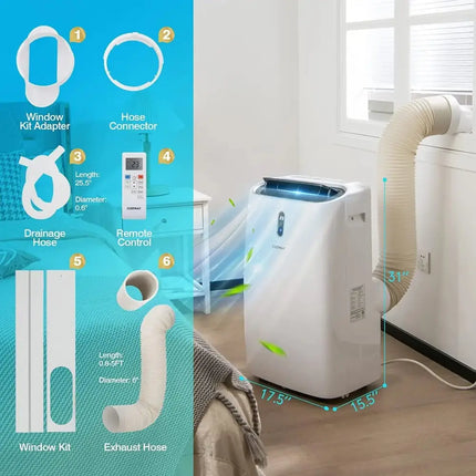 12000 BTU Portable 4-in-1 Air Conditioner with Smart Control-White Costway