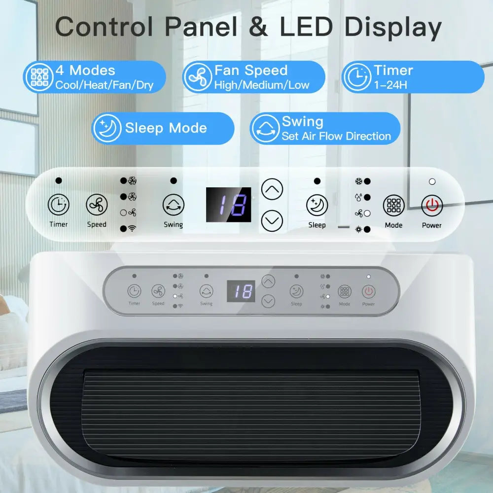 12000 BTU Portable 4-in-1 Air Conditioner with Smart Control-White - White - Portable Air Conditioners