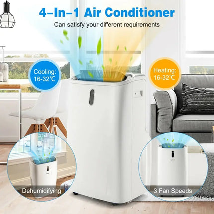 12000 BTU Portable 4-in-1 Air Conditioner with Smart Control-White Costway