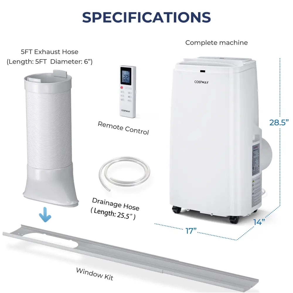 12000BTU 3-in-1 Portable Air Conditioner with Remote-White - White - Portable Air Conditioners