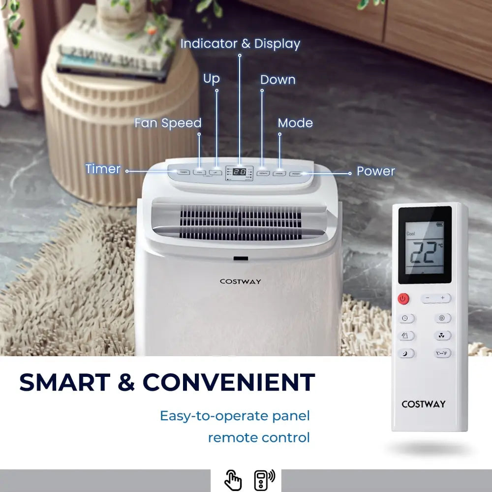 12000BTU 3-in-1 Portable Air Conditioner with Remote-White - White - Portable Air Conditioners