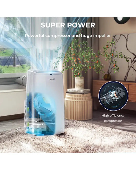 12000BTU 3-in-1 Portable Air Conditioner with Remote-White - White - Portable Air Conditioners