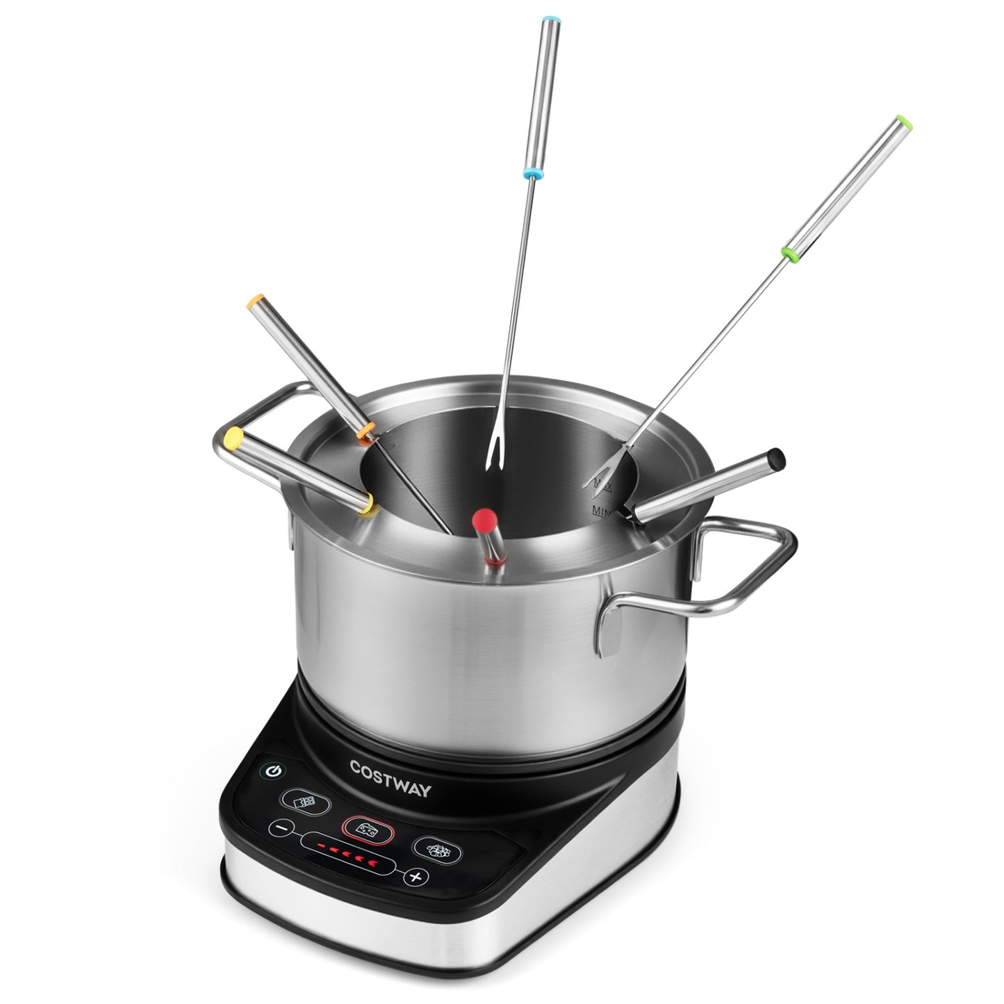 1200W Electric Fondue Pot Set with 3 L Removable Pot 6 Color-Coded Fork