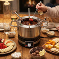 1200W Electric Fondue Pot Set with Removable Stainless Steel Pot and 6 Forks - Small Appliances