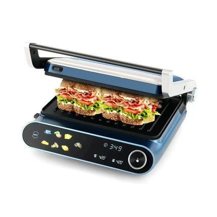 1200W Panini Press Grill with LED Display and 7 Grilling Modes-Blue Costway