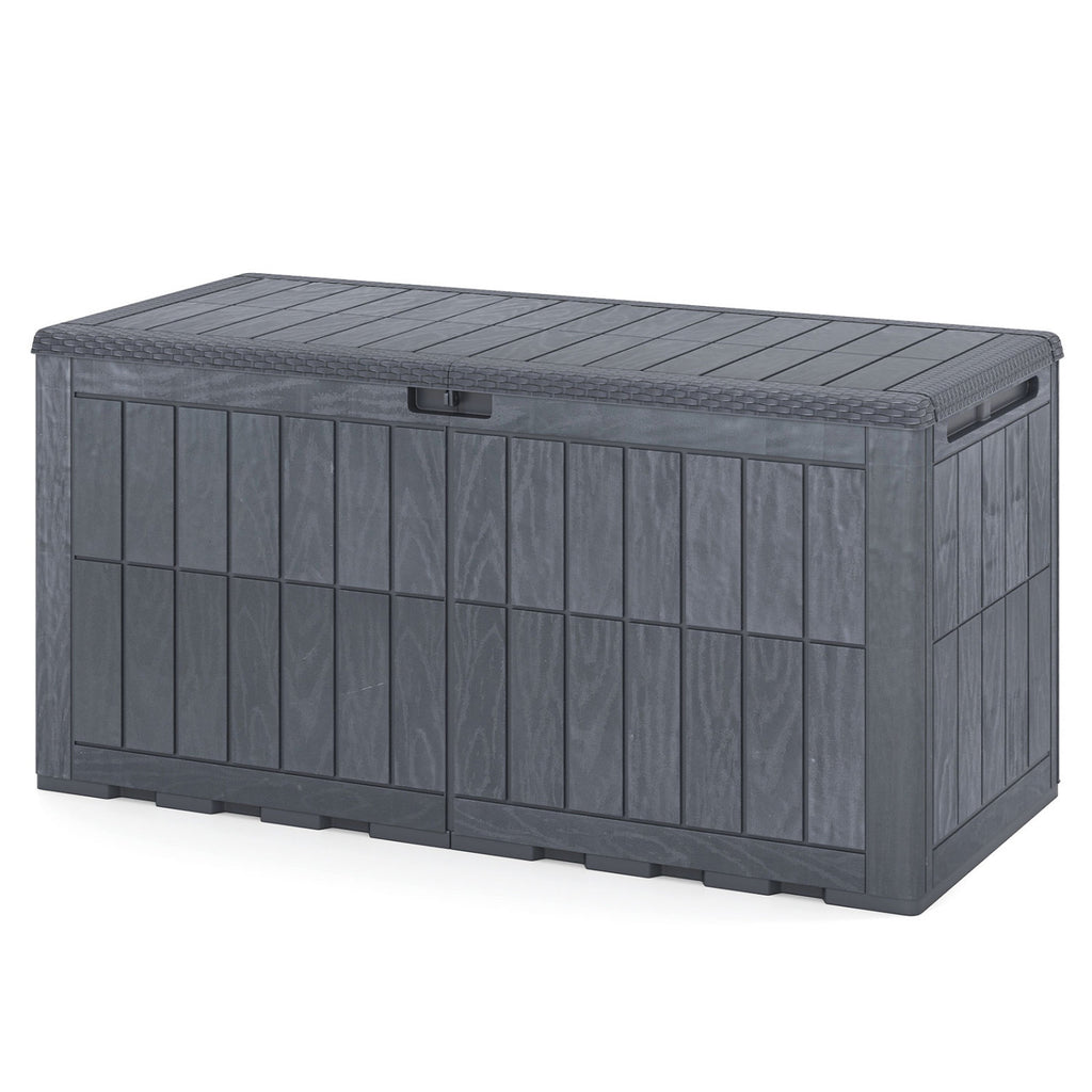 Coffre de rangement extérieur de 454 L avec couvercle et poignées pour outils de jardin – Gris