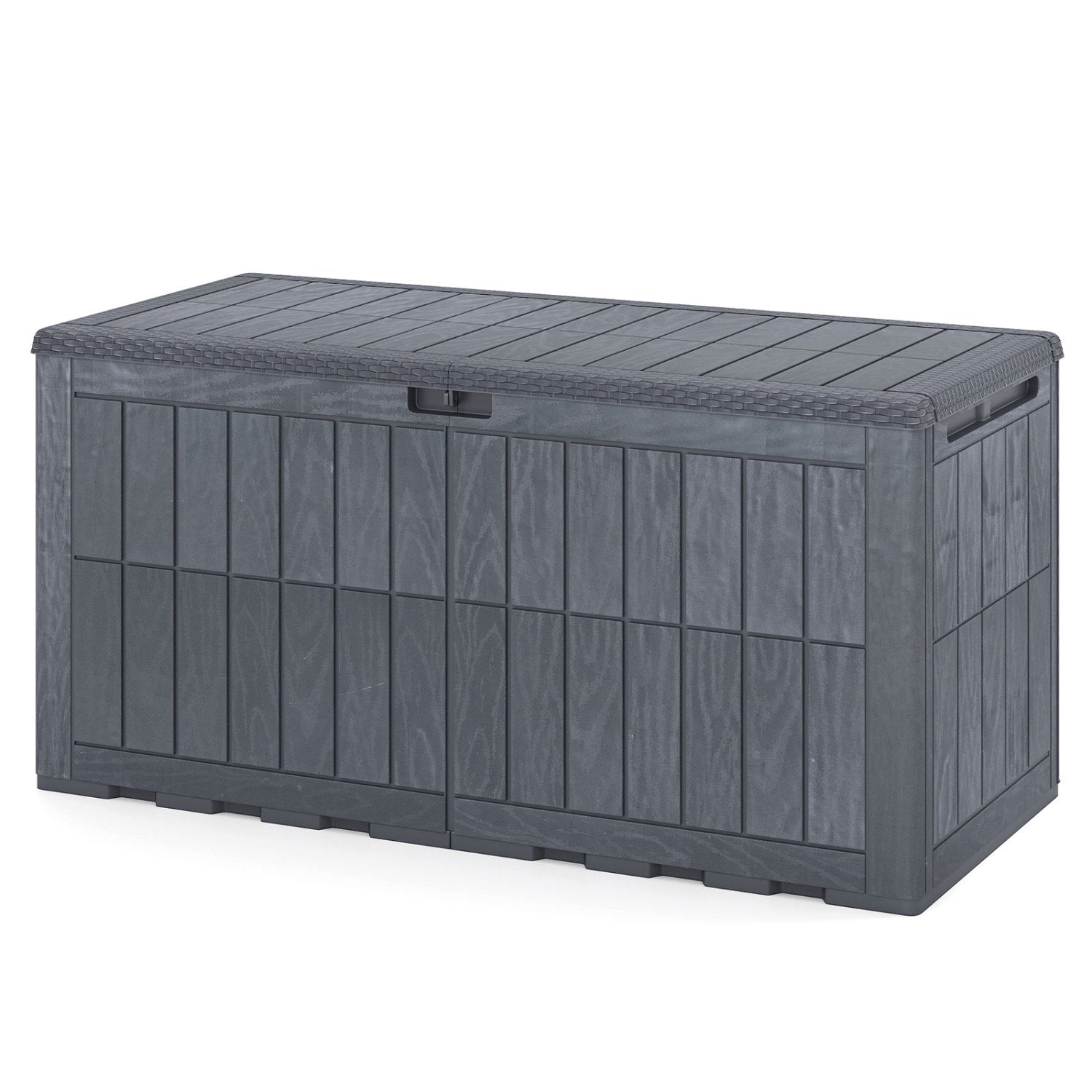 Coffre de rangement extérieur de 454 L avec couvercle et poignées pour outils de jardin – Gris
