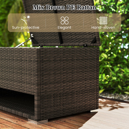PE Rattan Storage Bin with Waterproof Liner for Patio Cushions