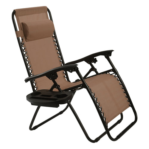 2 Pieces Folding Lounge Chair with Zero Gravity-Brown