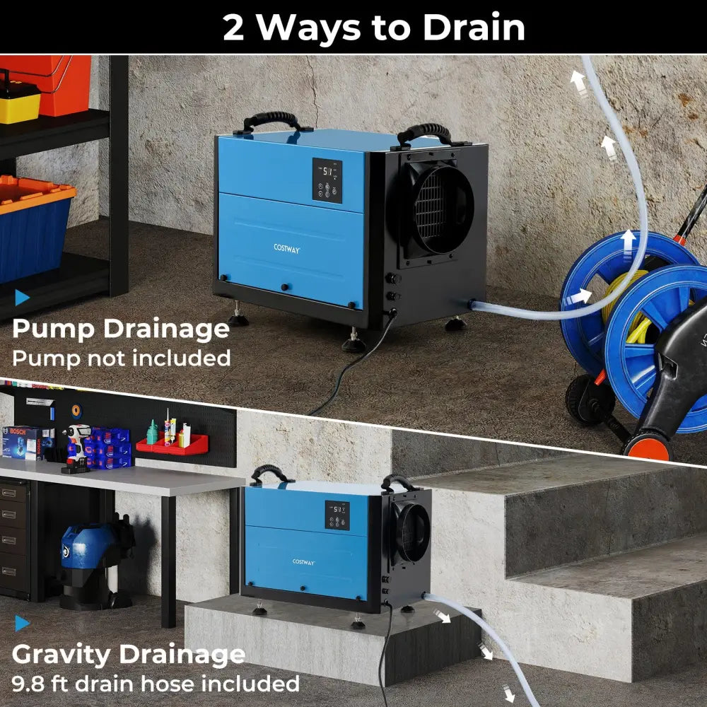 124 Pint Crawl Space Dehumidifier with 3 Modes and 24H Timer-Blue - Blue - Dehumidifiers