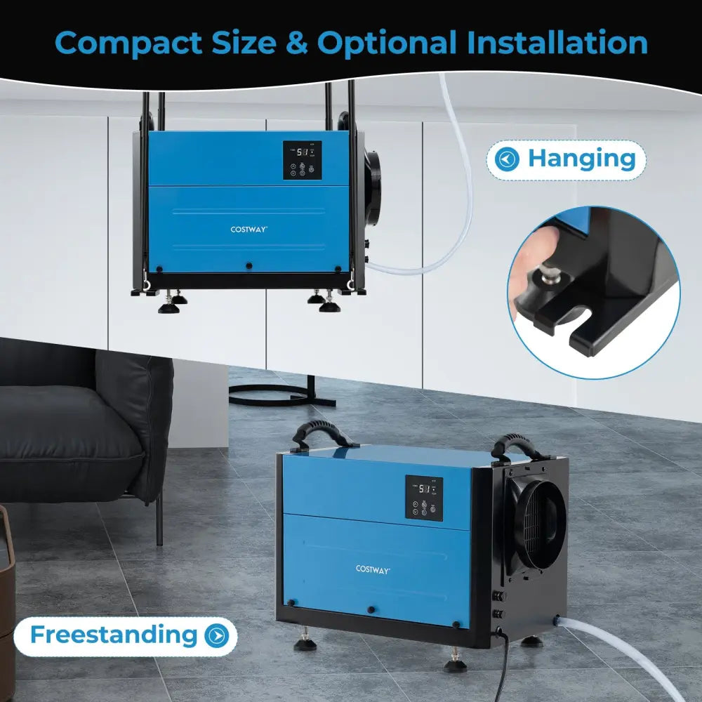 124 Pint Crawl Space Dehumidifier with 3 Modes and 24H Timer-Blue - Blue - Dehumidifiers
