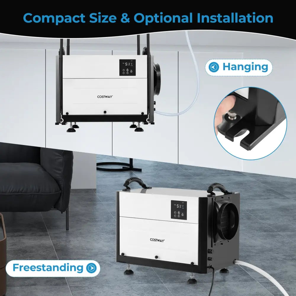 124 Pint Crawl Space Dehumidifier with 3 Modes and 24H Timer-White - White - Dehumidifiers