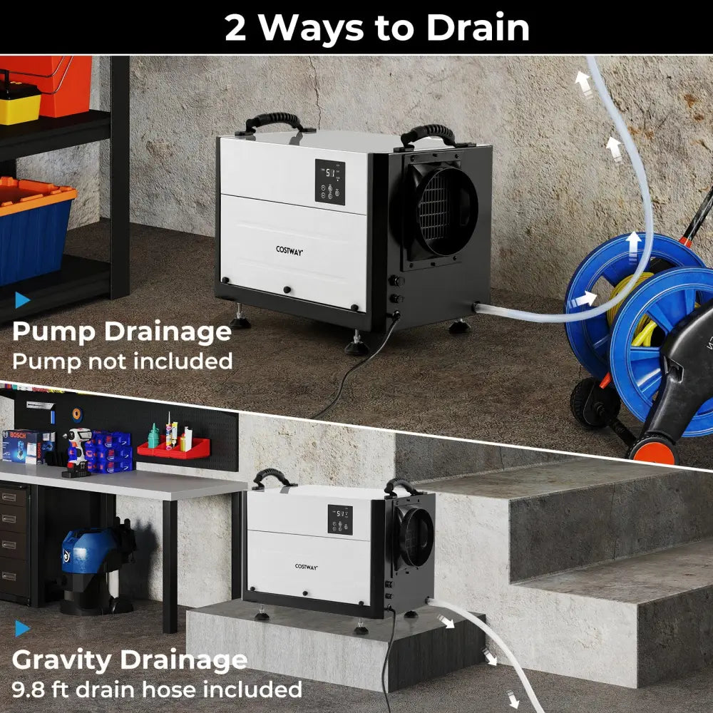 124 Pint Crawl Space Dehumidifier with 3 Modes and 24H Timer-White - White - Dehumidifiers