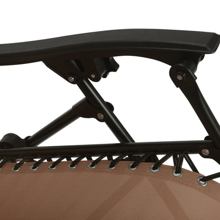 2 Pieces Folding Lounge Chair with Zero Gravity-Brown