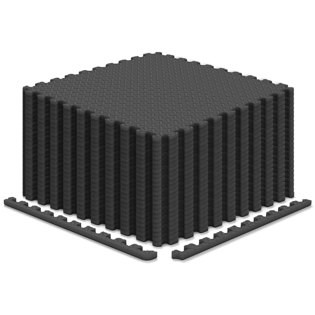 12Tiles 1/2" Puzzle Exercise Floor Mats-Black