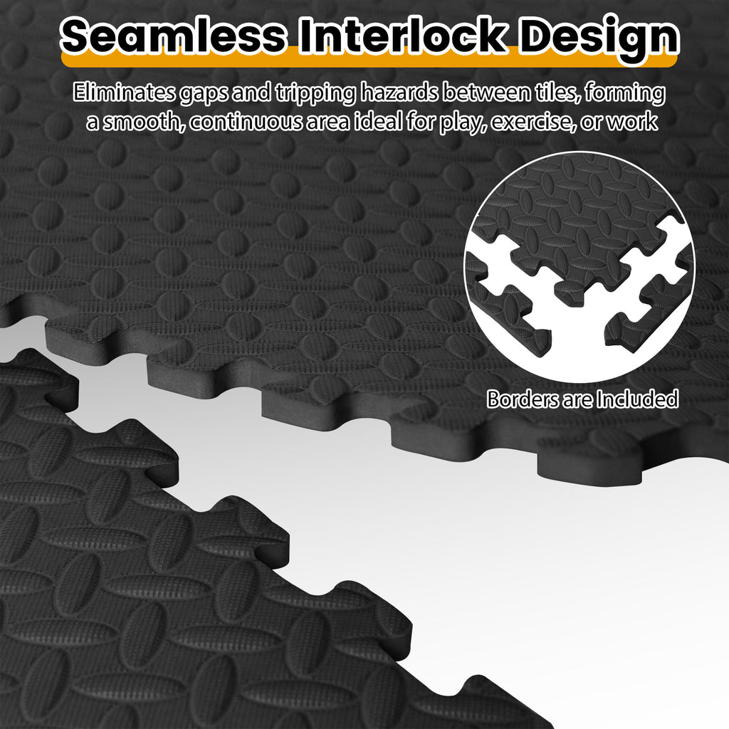 12Tiles 1/2" Puzzle Exercise Floor Mats-Black