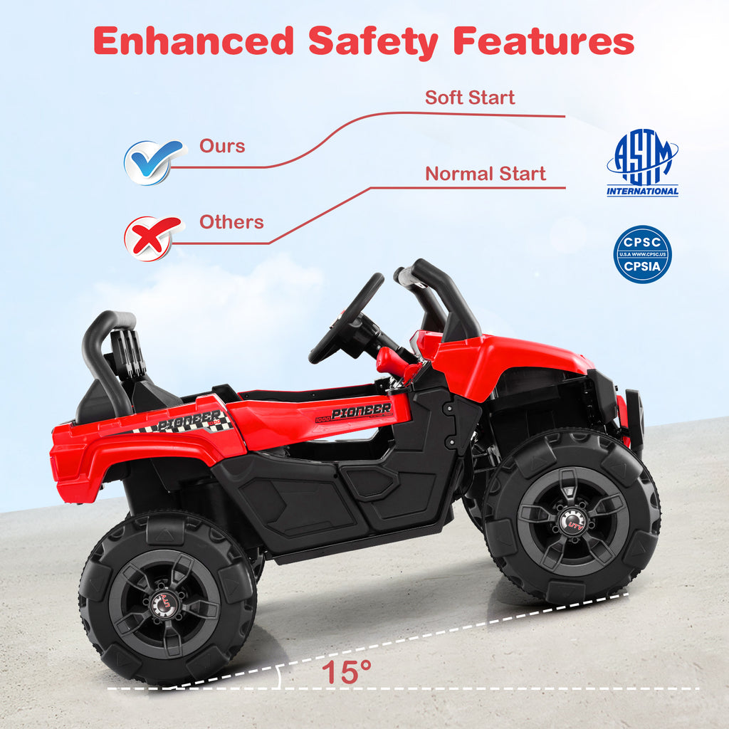12V Battery Powered Electric Vehicle with Remote Control and 3 Speeds-Red