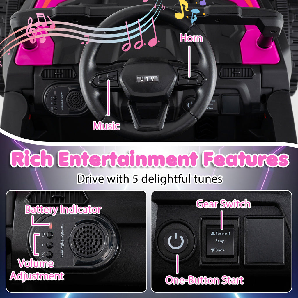 12V Battery Powered Ride On Tractor with Parent Remote Control-Black and Pink