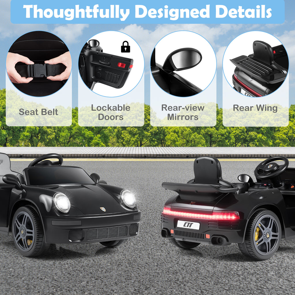 12V Electric Ride On Car Licensed RUF CTR with Remote Control and Music-Black