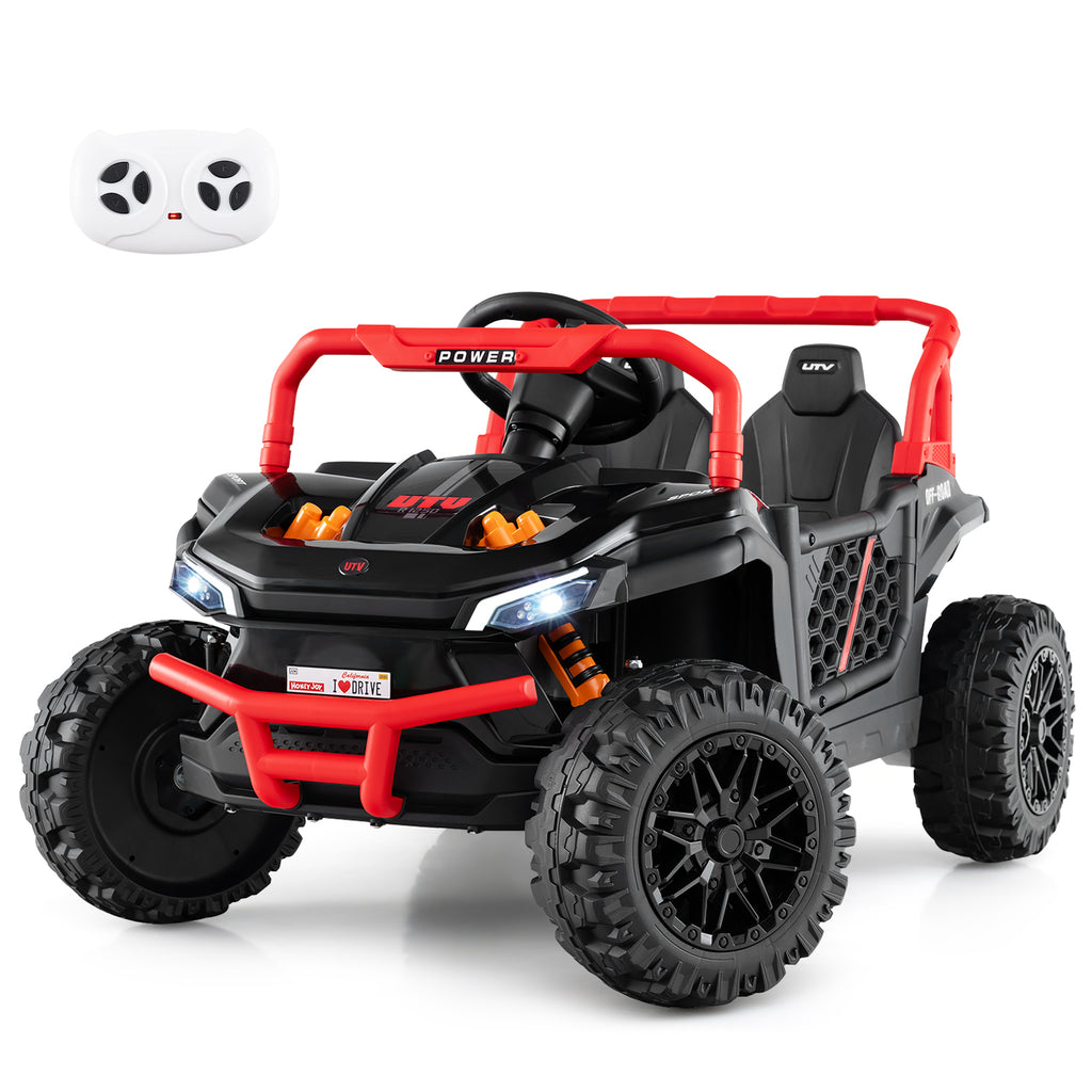 12V Kids Ride on Truck Off-Road UTV with Parental Remote and Lights-Black