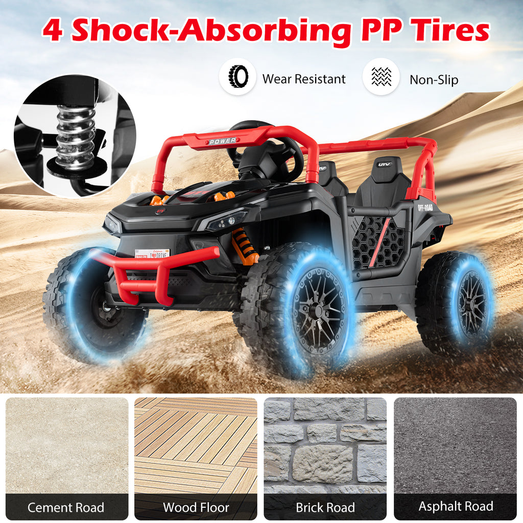 12V Kids Ride on Truck Off-Road UTV with Parental Remote and Lights-Black