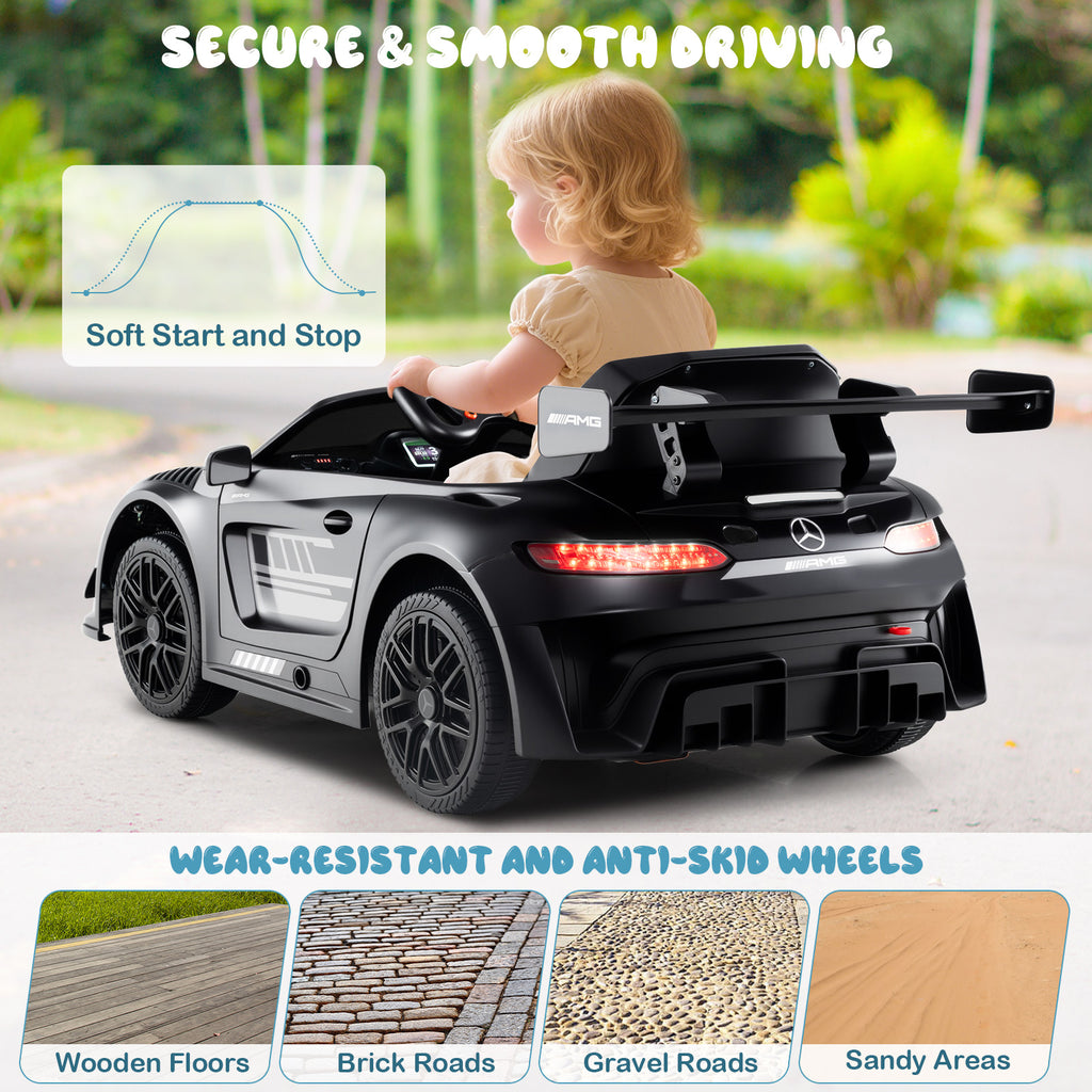 12V Kids Ride-On Car Mercedes-AMG GT3 Licensed with Adjustable Speed-Black