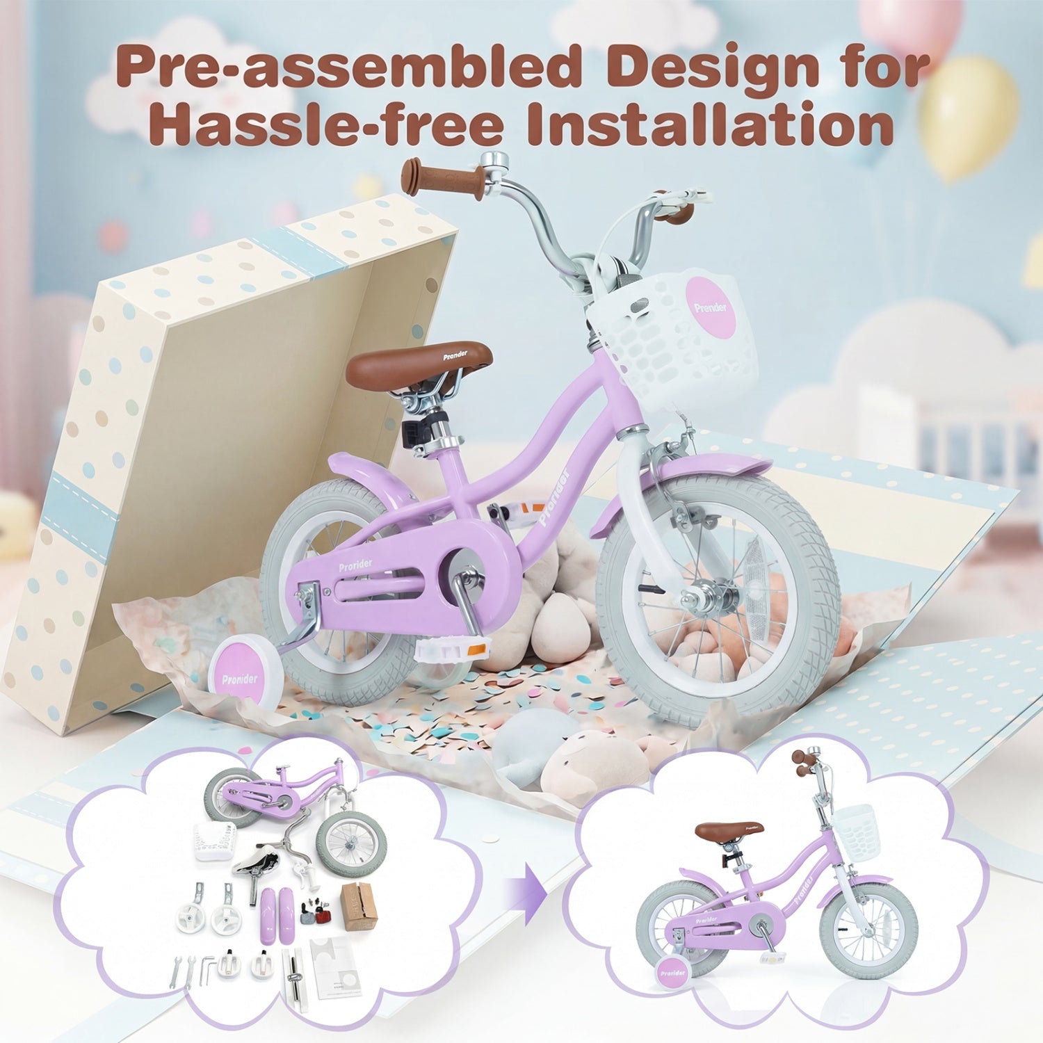 12/14/16/18/20 Inch Adjustable Kids Bike with 2 Brake System-12 Inch