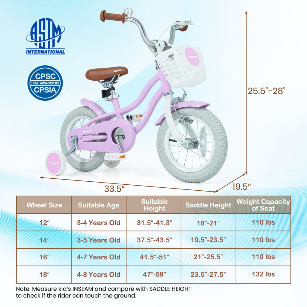 12/14/16/18/20 Inch Adjustable Kids Bike with 2 Brake System-12 Inch