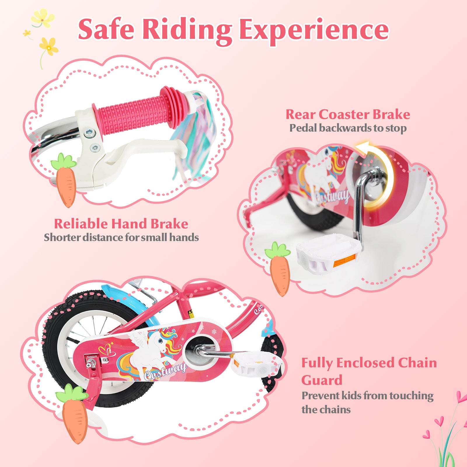 12/14/16/18 Inch Girls Bike for 3-8 Years Old Kids Bike with Doll Seat-12 inches