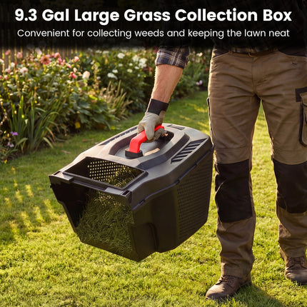 12-AMP 13.5 Inch Adjustable Electric Corded Lawn Mower with Collection Box-Red